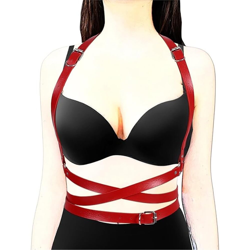 9828 Women Leather Harness Belt,bdsm Chest Body,women’s Bondage - Picture 2 of 6
